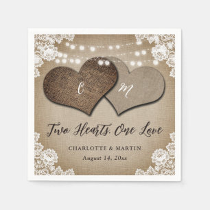 Rustic Country Monogram Burlap and Lace Wedding Napkin