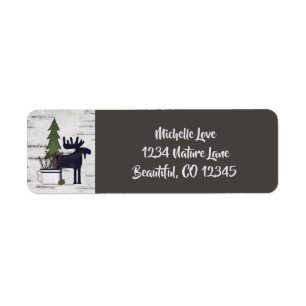 Rustic Country Moose on Birch Background Address