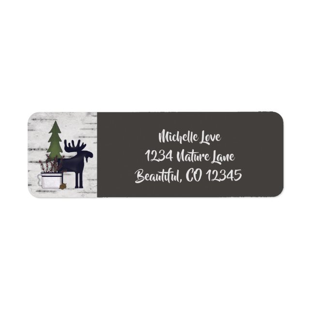 Rustic Country Moose on Birch Background Address (Front)