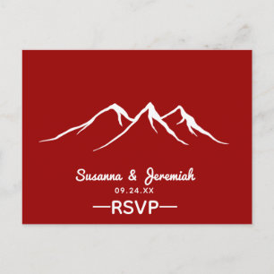 Rustic Country Mountain Deer Wedding RSVP Invitation Postcard