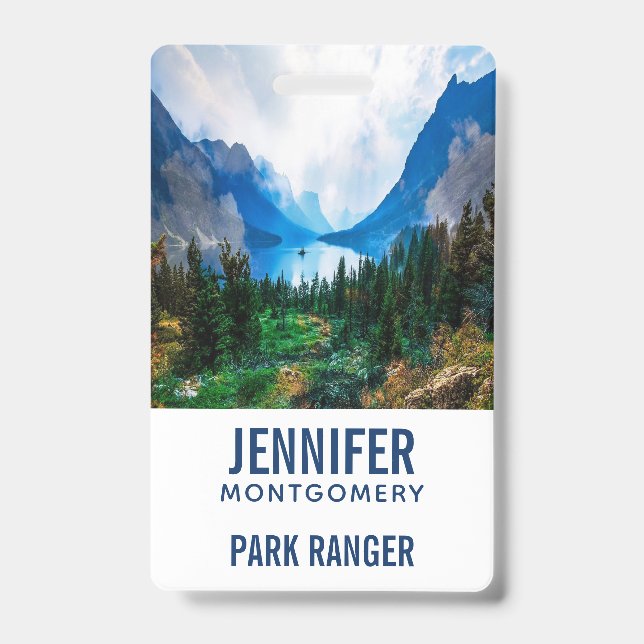 Rustic Country Mountains Nature Scene Photography Badge (Front)