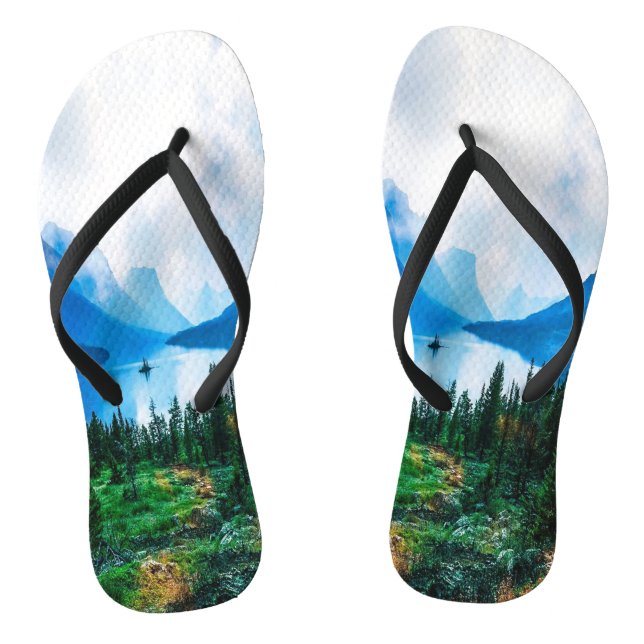 Rustic Country Mountains Nature Scene Photography Flip Flops (Footbed)