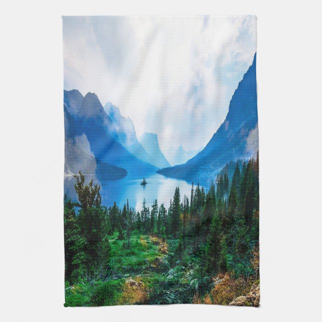 Rustic Country Mountains Nature Scene Photography Kitchen Towel (Vertical)