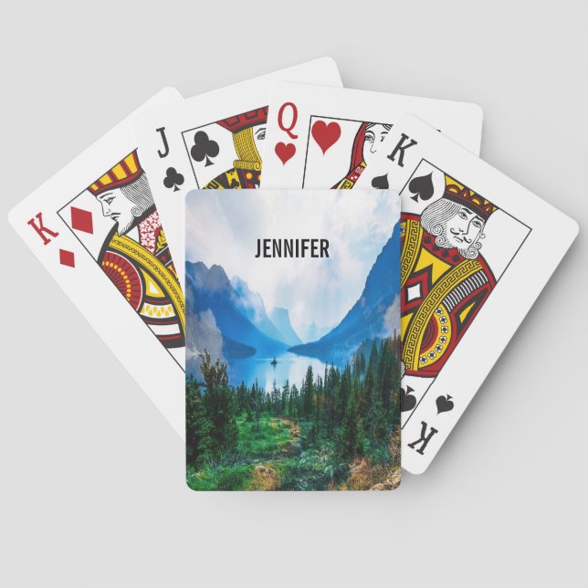 Rustic Country Mountains Nature Scene Photography Playing Cards (Back)