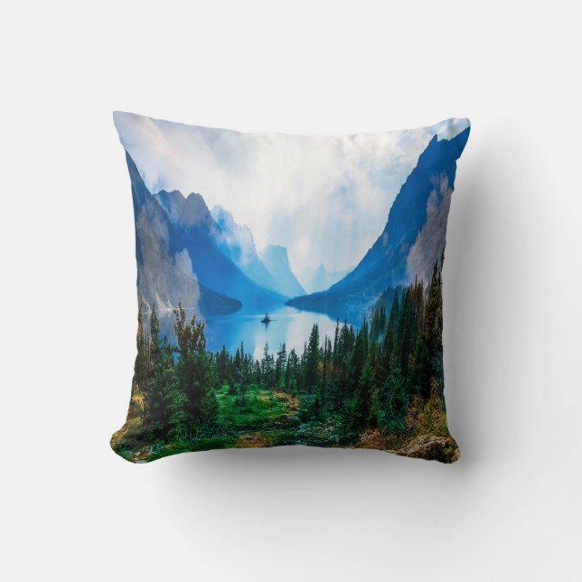 Rustic Country Mountains Scenic Nature Throw Pillow (Front)