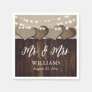 Rustic Country Mr and Mrs Wedding Napkins