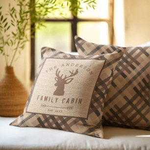 Rustic Country Name Cabin in the Woods Throw Pillow