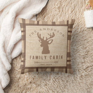 Rustic Country Name Cabin in the Woods Throw Pillow