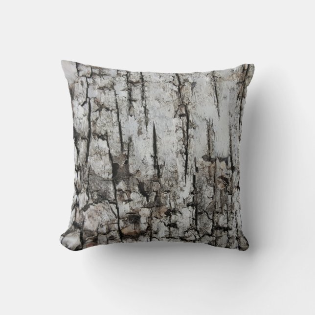 Rustic Country Nature Dry Cracked Tree Bark Photo Throw Pillow (Front)