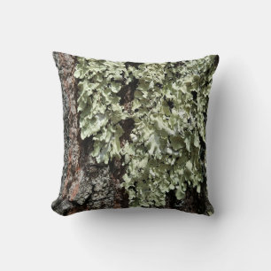 Rustic Country Nature Moss Tree Bark Photo Throw Pillow