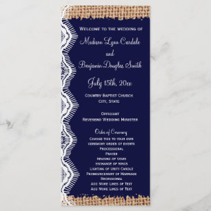 Rustic Country Navy Burlap Imprimer Programmes de 