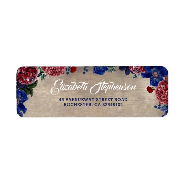 Rustic Country Navy et Bourgogne Floral (Devant)
