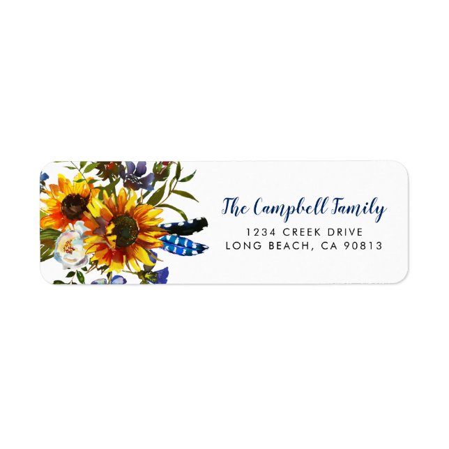 Rustic Country Navy Sunflower Boho (Front)
