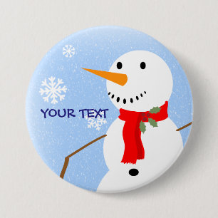 Rustic Country Old Fashioned Snowman 3 Inch Round Button