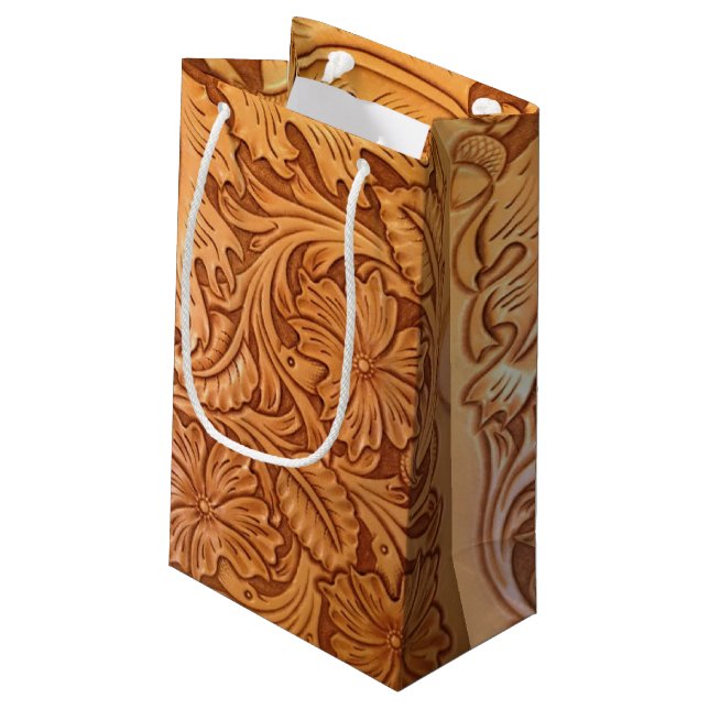 rustic country old west cowboy western leather small gift bag (Back Angled)
