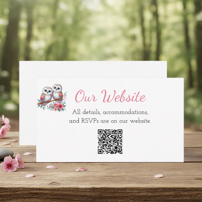 Rustic Country Owl Boho Wedding Website  Enclosure Card (Creator Uploaded)