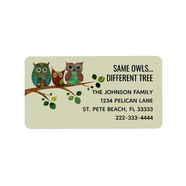 Rustic Country Owls New Home Return Address Label (Front)