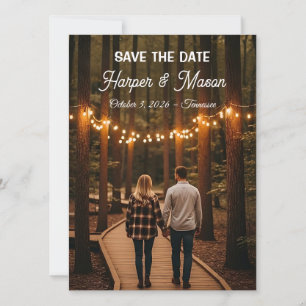 Rustic Country Path Save the Date Photo Card