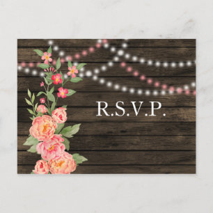 Rustic Country Peony Barn Wood Wedding Postcard