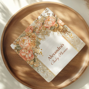 Rustic Country Peony Boots Baby Shower Napkin