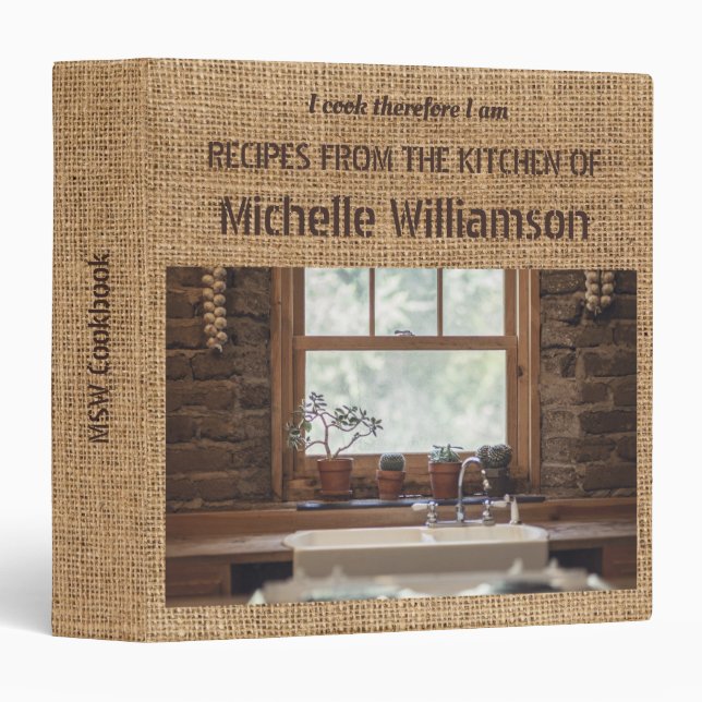 Rustic Country Personalized Family Recipe Cookbook Binder (Front/Spine)