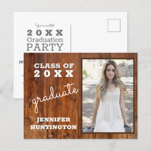 Rustic Country Photo 2025 Graduation Party Invitat Invitation Postcard