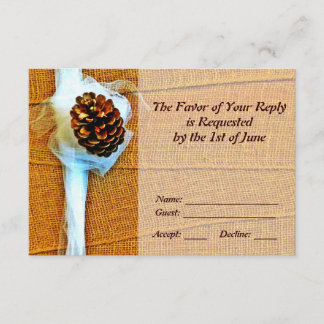 Rustic Country Pinecone Wedding RSVP Cards