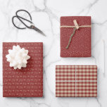Rustic Country Plaid Boho Christmas Wrapping Paper Sheet<br><div class="desc">Rustic Country Plaid Boho Christmas Wrapping Paper Sheets - Charming,  country patterns in red (burgundy) featuring joy in handwritten style typography,  snow,  and red and tan homespun plaid.</div>