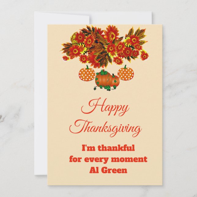 Rustic Country Pumpkin Thanksgiving Holiday Card (Front)