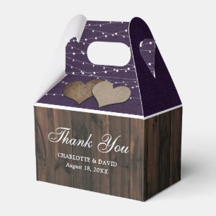Rustic Country Purple Wedding Thank You Favor Box