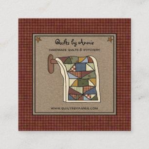 Rustic Country Quilter Stitcher Handmade Crafter Square Business Card