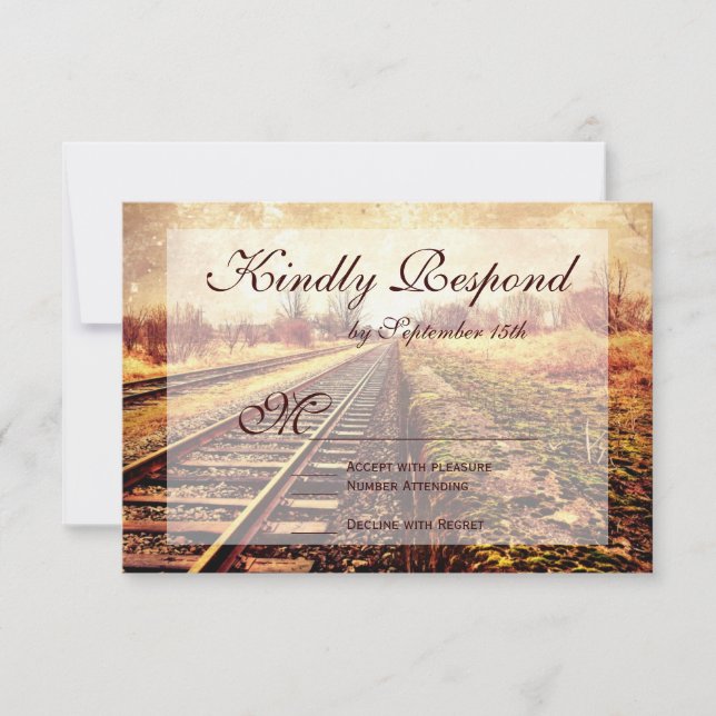 Rustic Country Railroad Tracks Mariage Cartes RSVP (Devant)