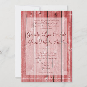 Rustic Country Red Barn Wood Wedding Invitations