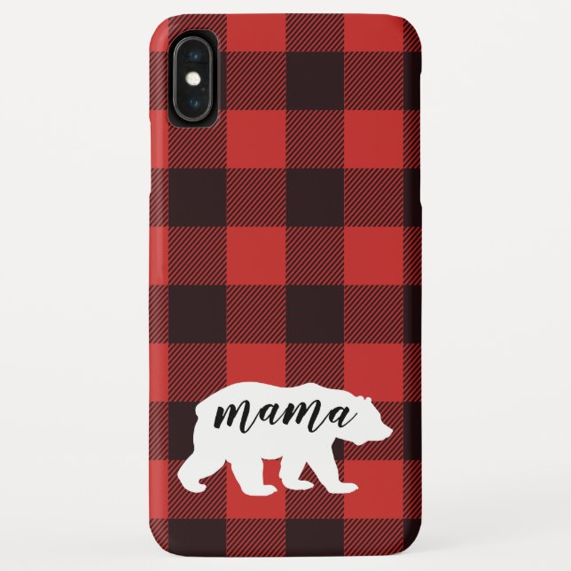 Rustic Country Red & Black Flannel Mama Bear Case-Mate iPhone Case (Back)