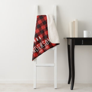 Rustic Country Red & Black Flannel Personalized Sherpa Blanket