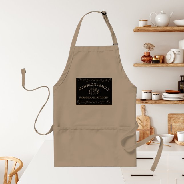 Rustic Country Red Gingham Black Chalkboard Standard Apron (In situ)
