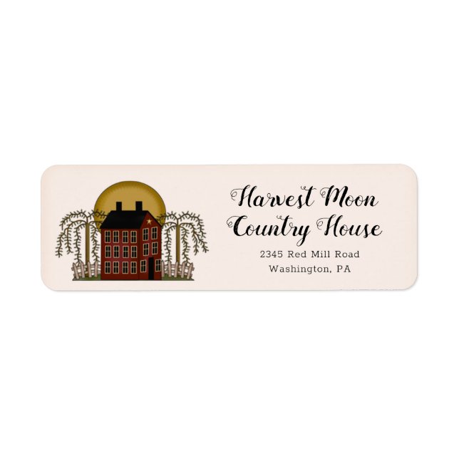 Rustic Country Red Saltbox House & Moon Return  (Front)