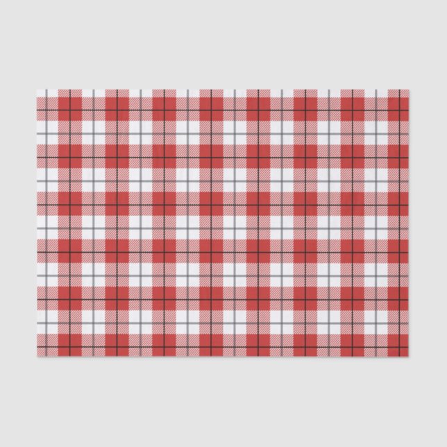 Rustic Country Red White & Black Flannel Pattern Tissue Paper (Front)