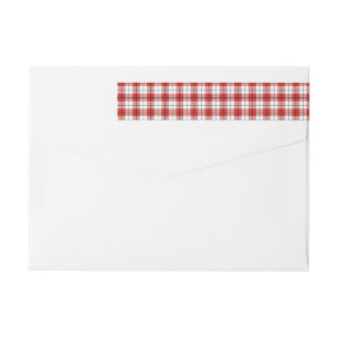 Rustic Country Red White & Black Flannel Pattern Wrap Around Label