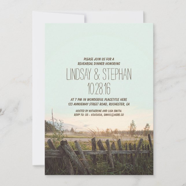 rustic country rehearsal dinner invitations (Front)