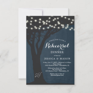 Rustic Country Rehearsal Dinner Invite Card Lights