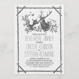 Rustic country rehearsal dinner invites with deer