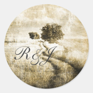 Rustic country Road western outdoor wedding Classic Round Sticker