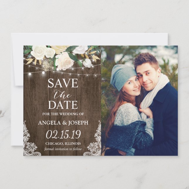 Rustic Country Romantic Chic Save the Date Photo (Front)