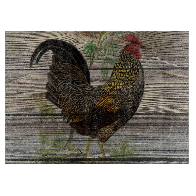 Rustic Country Rooster Kitchen Cutting Board (Front)