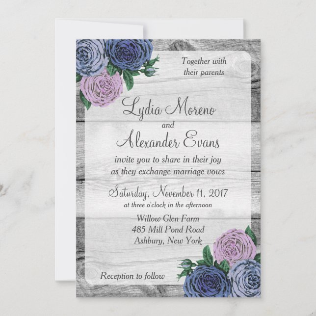 Rustic Country Roses Barn Faire-part de mariage en (Devant)