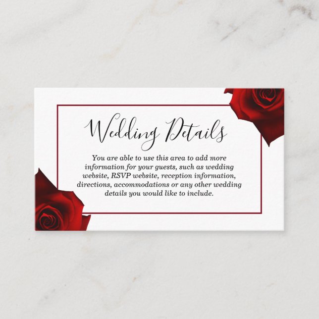Rustic Country Roses Classy Details Enclosure Card (Front)
