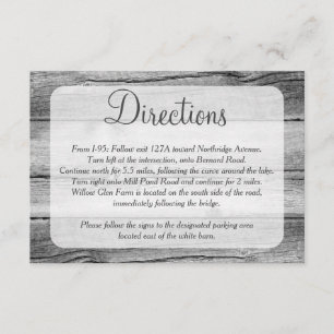 Rustic Country Roses Wedding Directions Enclosure Card