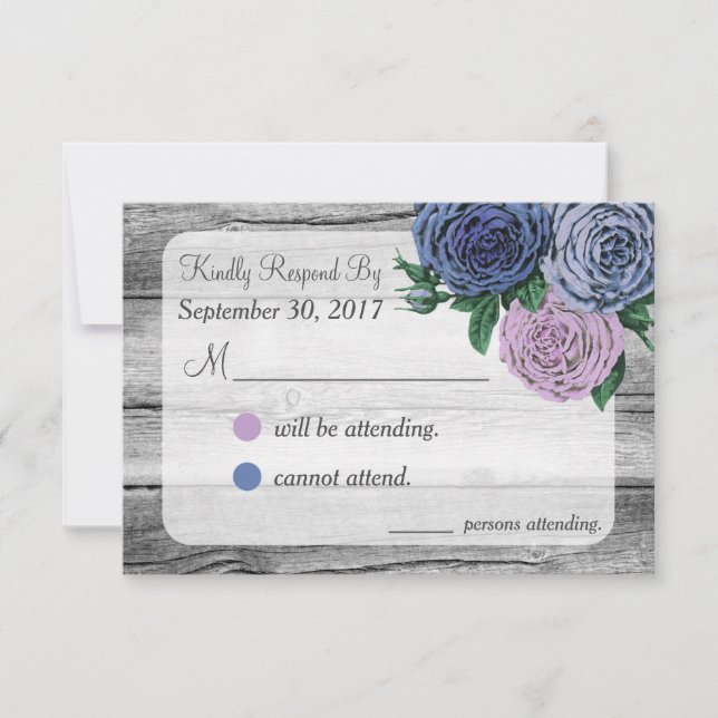 Rustic Country Roses Wedding RSVP (Front)