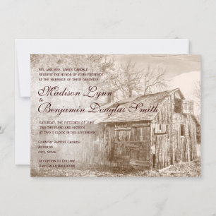 Rustic Country Rural Barn Distressed Invitations